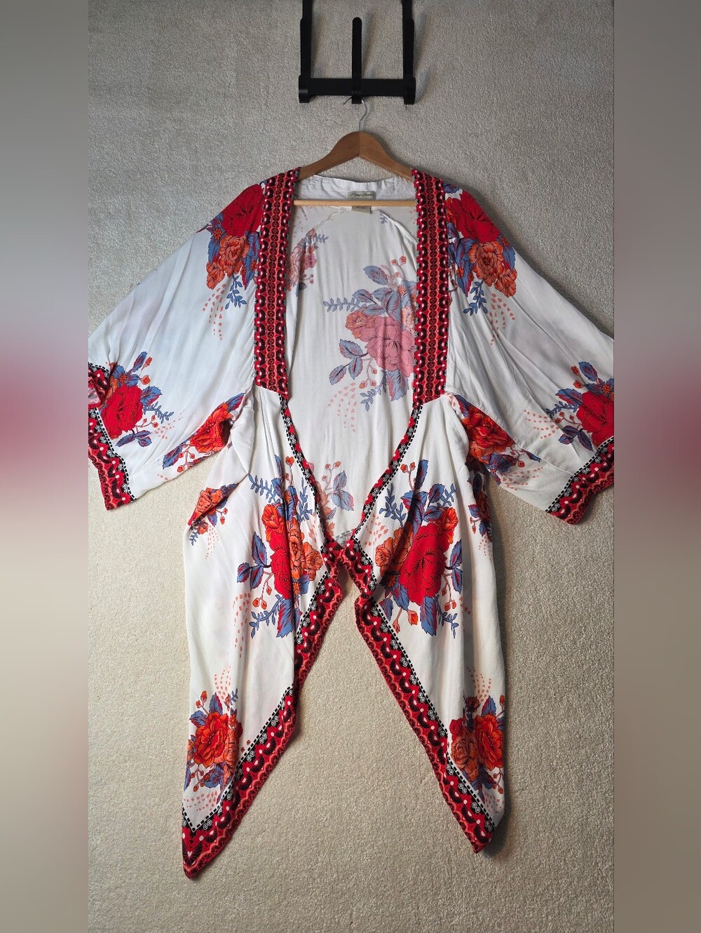 Flying Tomato Floral Kimono Duster Boho Flowy Beachy Feminine M/L